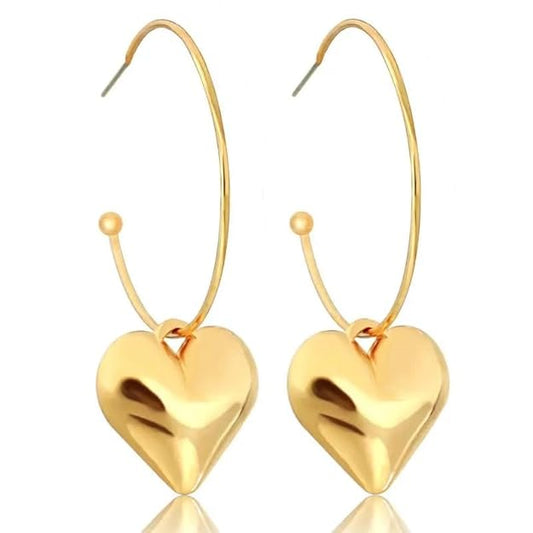 Gold Heart Hoop Earrings For Women