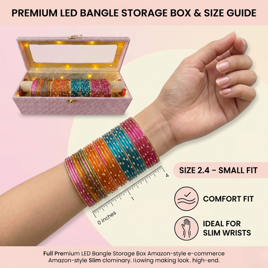 LED Bangle Storage Box with Multicolor Bangles Set – Premium Jewelry Organizer Case with Light, Wedding & Festive Gift Combo for Women