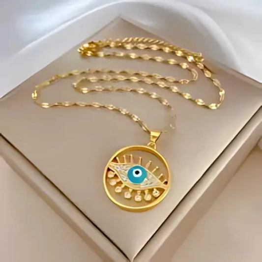 Golden Evil Eye Pendant Necklace