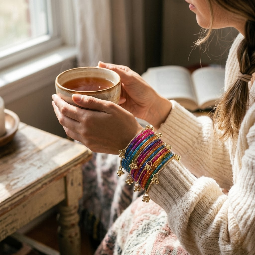Kashmiri Design Bangle Set for Women (Set of 32 for Both Hands | 16 for One Hand) Traditional Ethnic Bridal Bangles | Available in Sizes 2.4, 2.6, 2.8