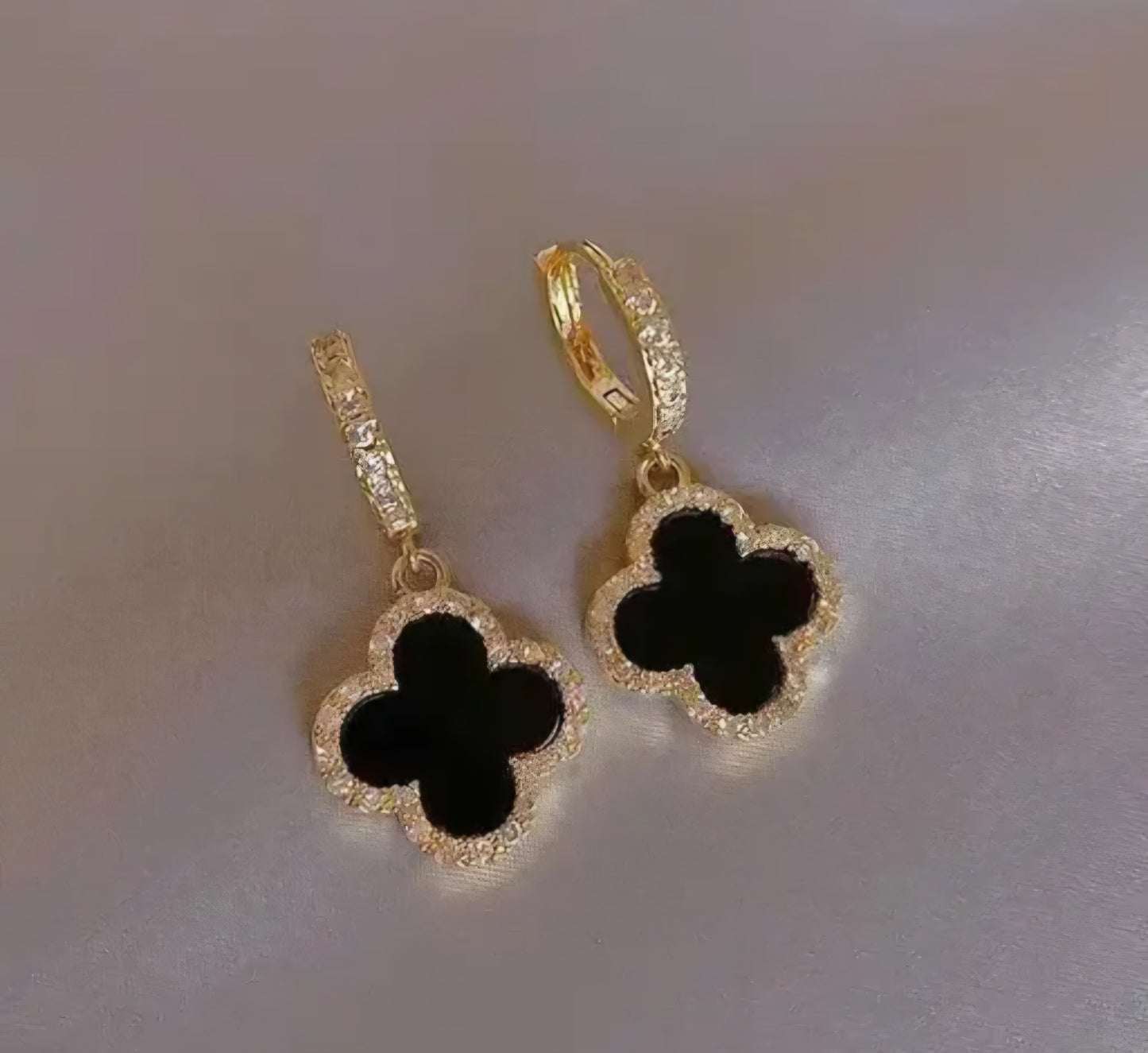 Black Korean Style Pearl Flower Earrings For Women & Girls