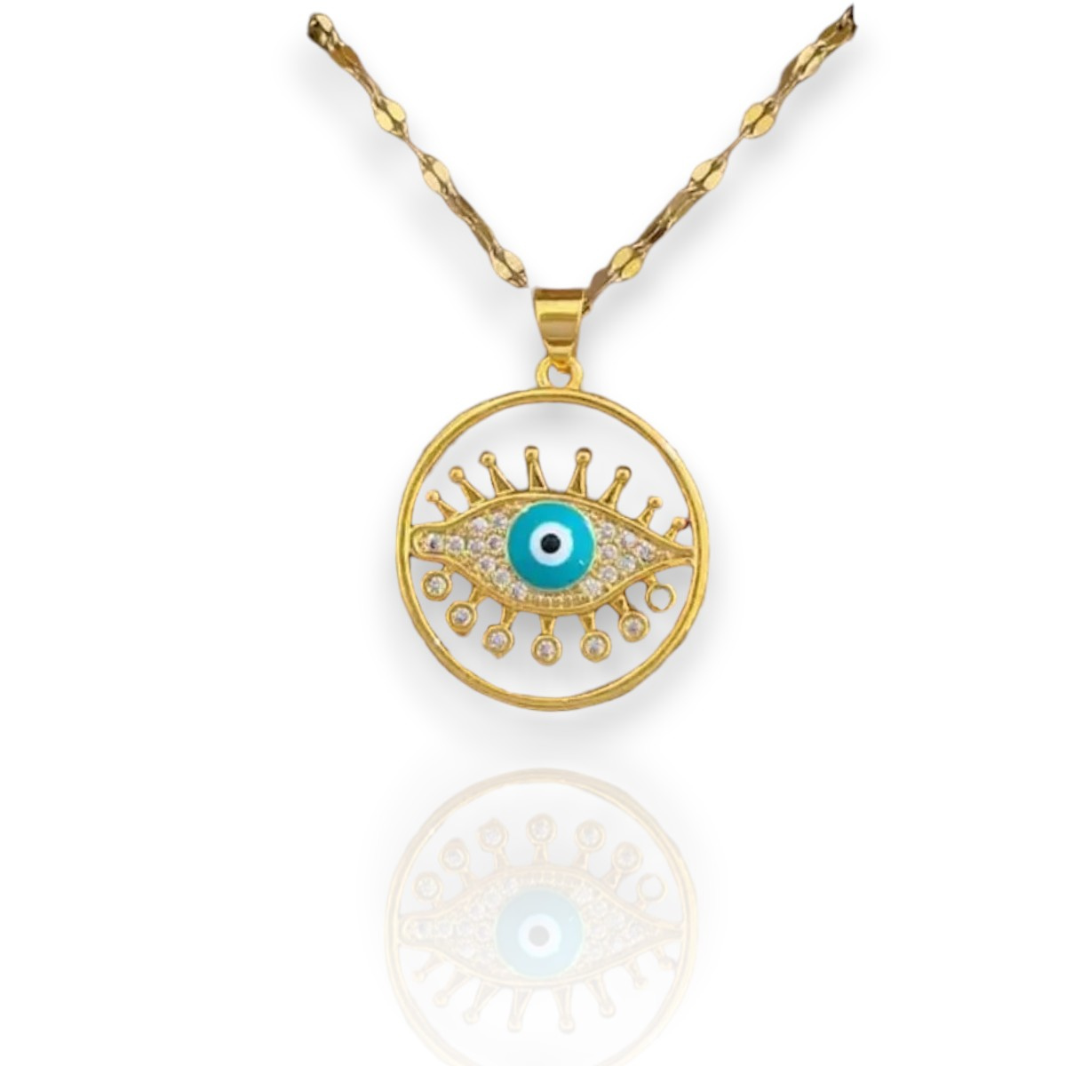 Golden Evil Eye Pendant Necklace