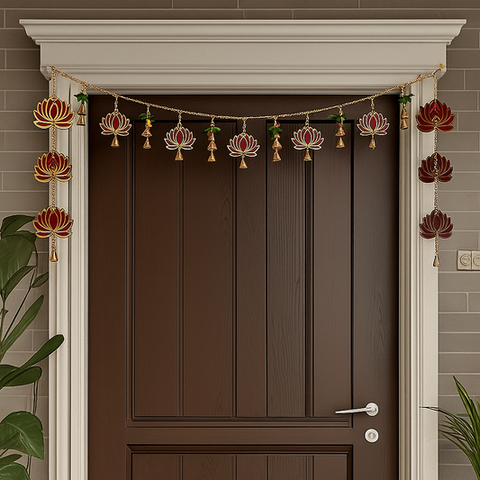 Traditional Lotus & Bell Decorative Toran for Home Entrance & Festive Décor