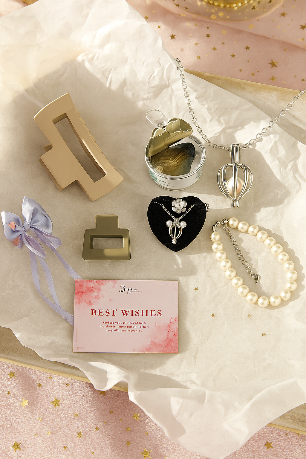 Luxury Gift Set with Elegant Accessories & Wish Pearl Necklace ๐ Free Gift on Prepaid order