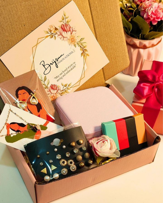 Multicolor Elegant Luxe Necklace, Ring, Bracelet & Earrings Set Gift Hamper