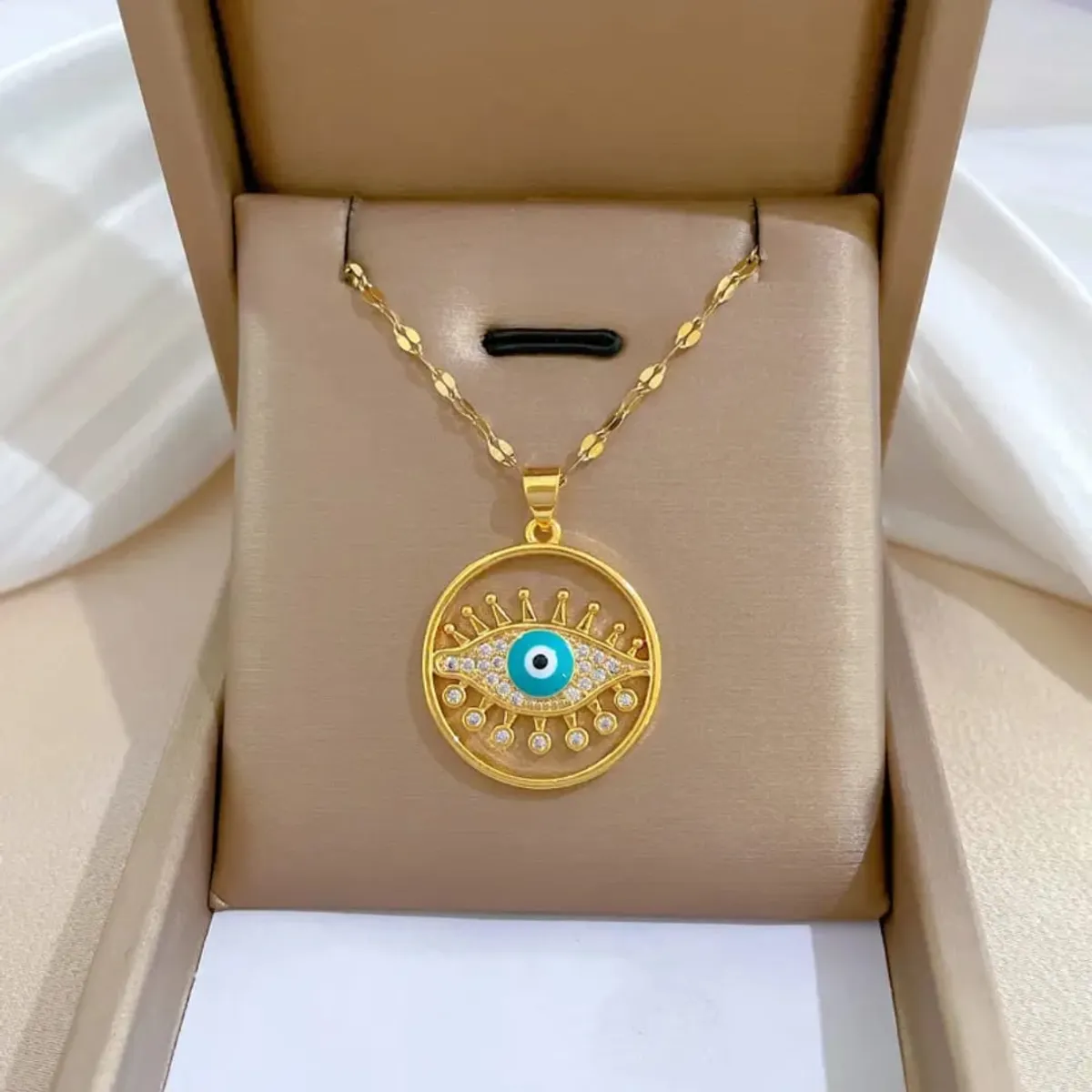 Golden Evil Eye Pendant Necklace