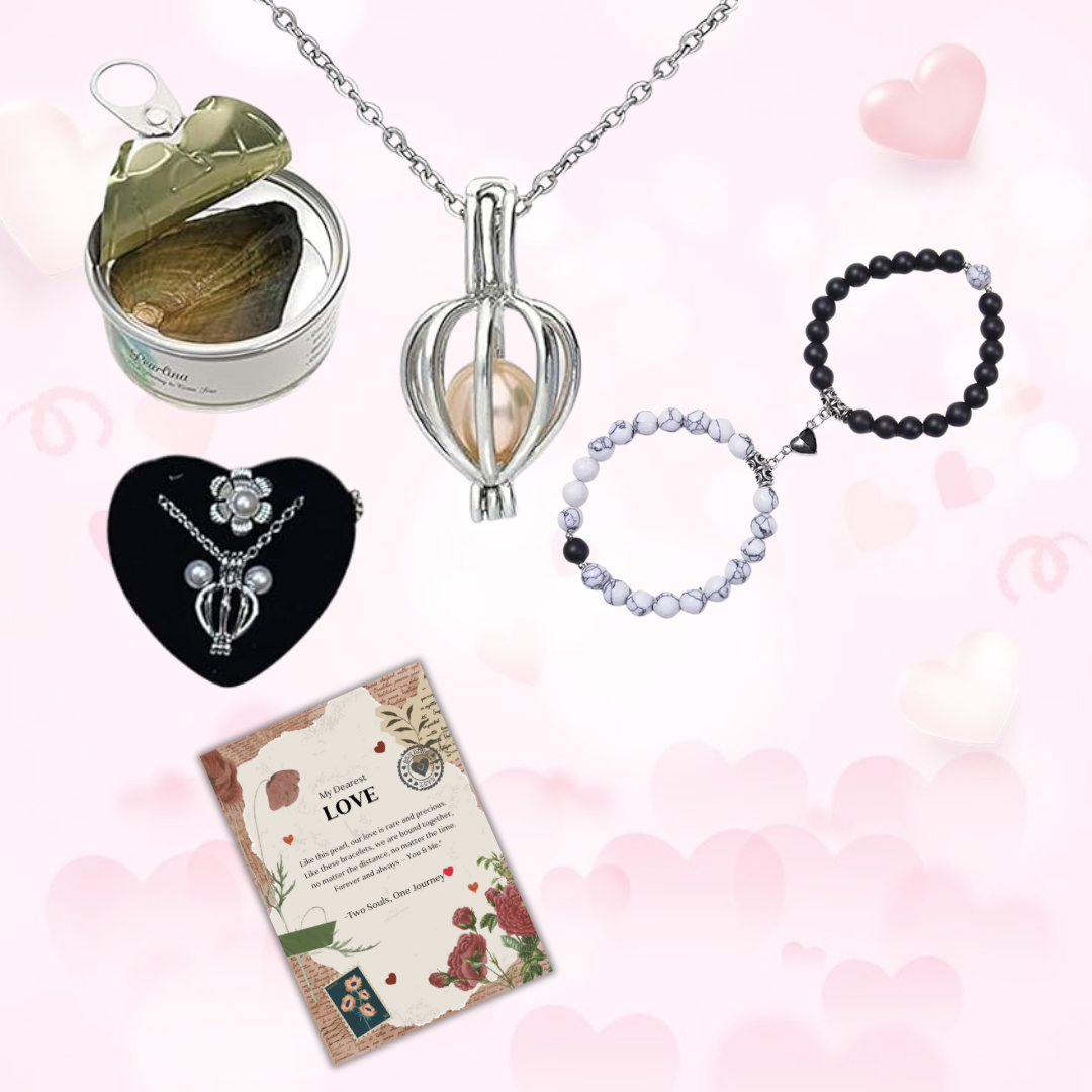 Romantic Couple Gift Set β Pearl Necklace, Bracelets & Love Card π Free Gift on Prepaid order