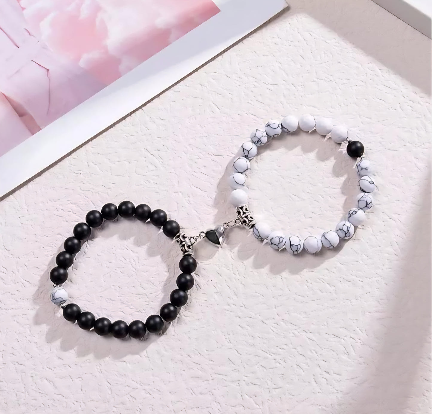 Black White Adjustable Multi Style Bracelet Sets With Bead For Unisex