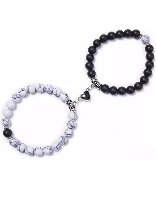 Black White Adjustable Multi Style Bracelet Sets With Bead For Unisex