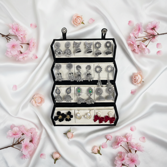 Multi-Design Oxidised Silver Jhumka & Stud Earrings Set for Women