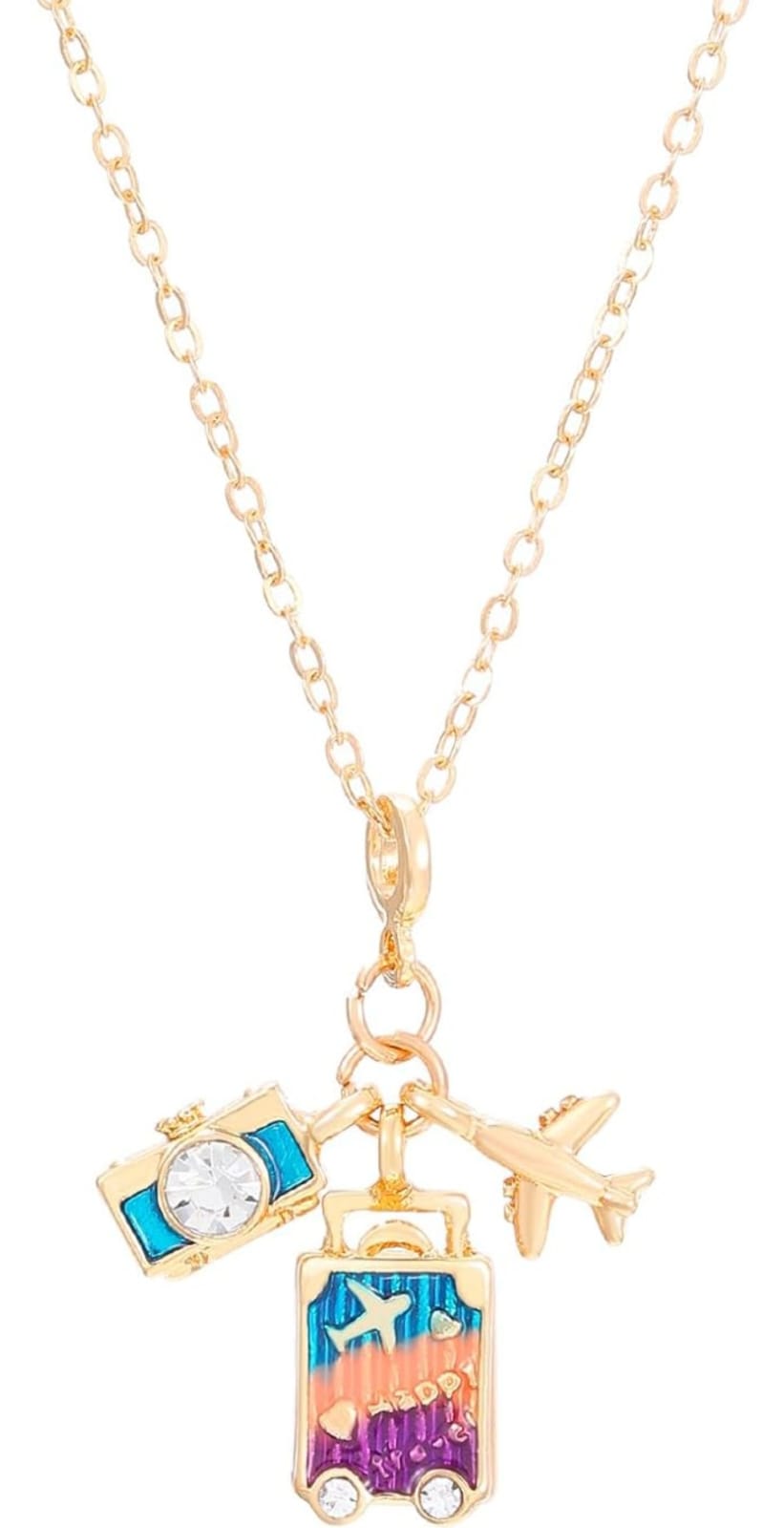 Gold Plated Travel-Themed Pendant Necklace For Women & Girls