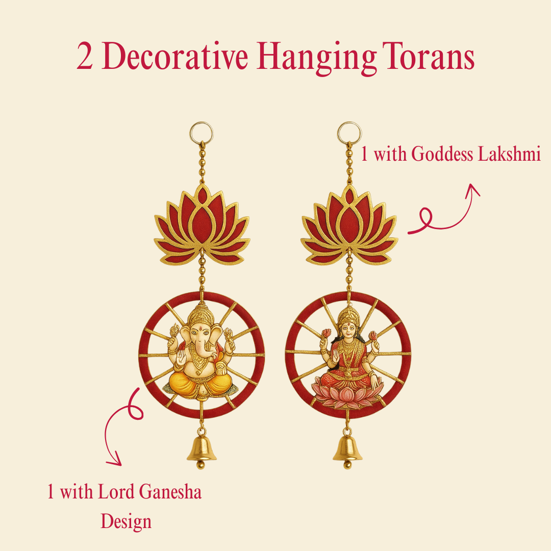 Ganesh & Lakshmi Decorative Wall Hanging Toran | Lotus Design Home Decor