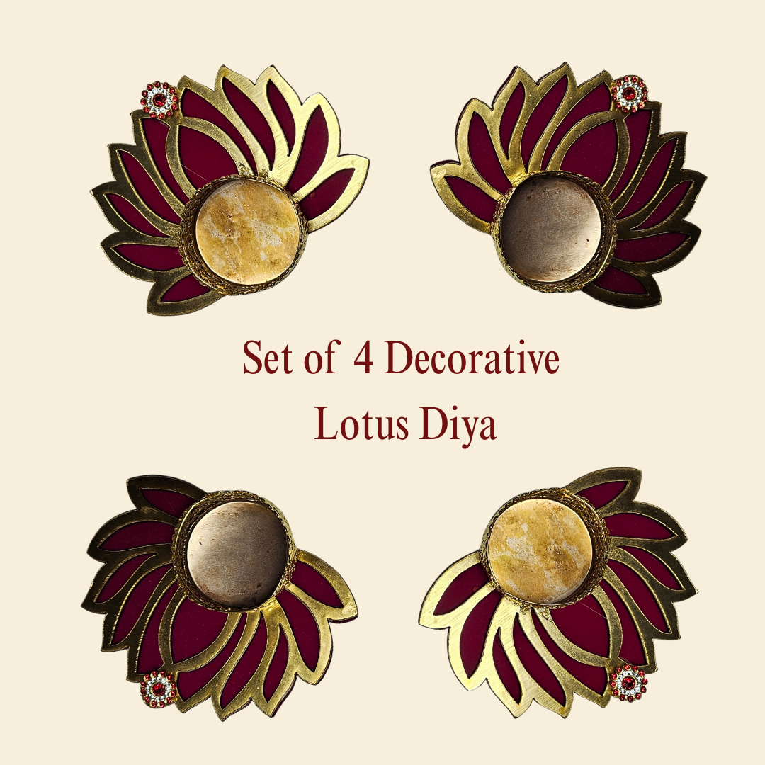 Lotus Design Decorative Diya Set for Home & Festive Decoration (Set of 2/4/6/10)