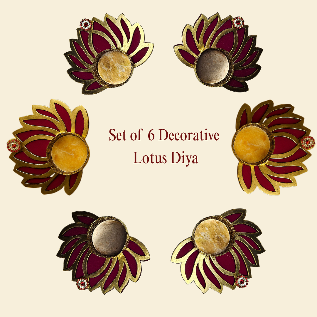 Lotus Design Decorative Diya Set for Home & Festive Decoration (Set of 2/4/6/10)