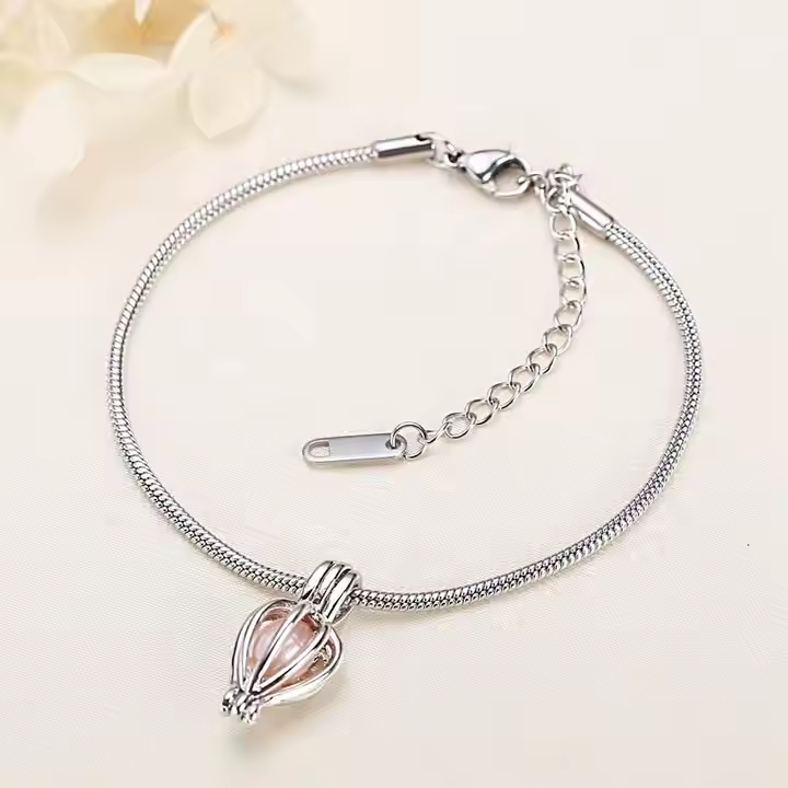 Wish Pearl Bracelet set with Stainless Steel Snake Bracelet Gift Set For Women & Girls