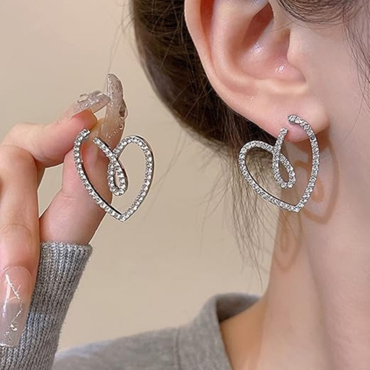 Golden Elegant Golden Heart Stud Earrings