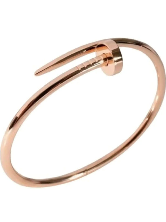 Gold-Plated Minimal Nail Design Bangle Bracelet For Women & Girls