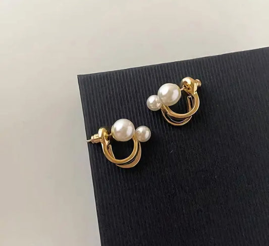 Golden Elegant Pearl Climber Earrings For Women & Girls