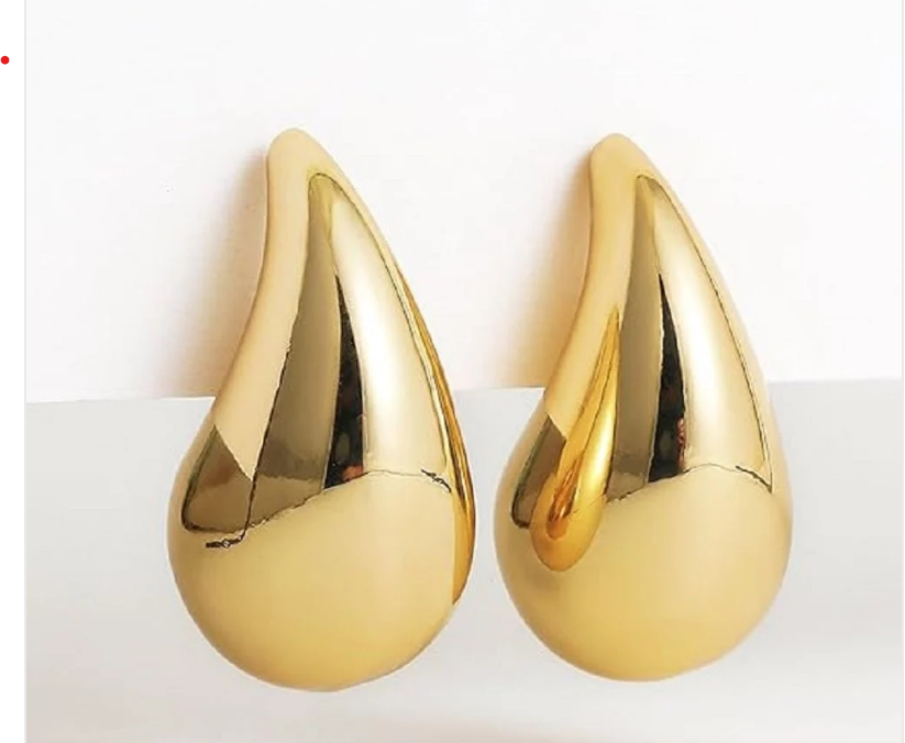 Bold Gold Waterdrop Stud Earrings For Women & Girls