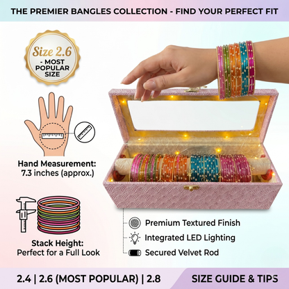 LED Bangle Storage Box with Multicolor Bangles Set – Premium Jewelry Organizer Case with Light, Wedding & Festive Gift Combo for Women