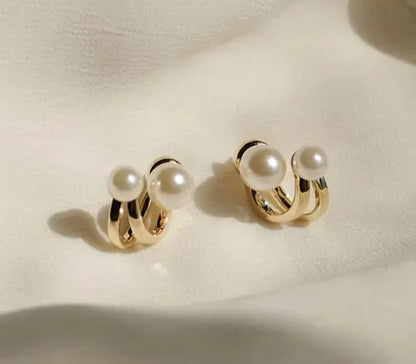 Golden Elegant Pearl Climber Earrings For Women & Girls