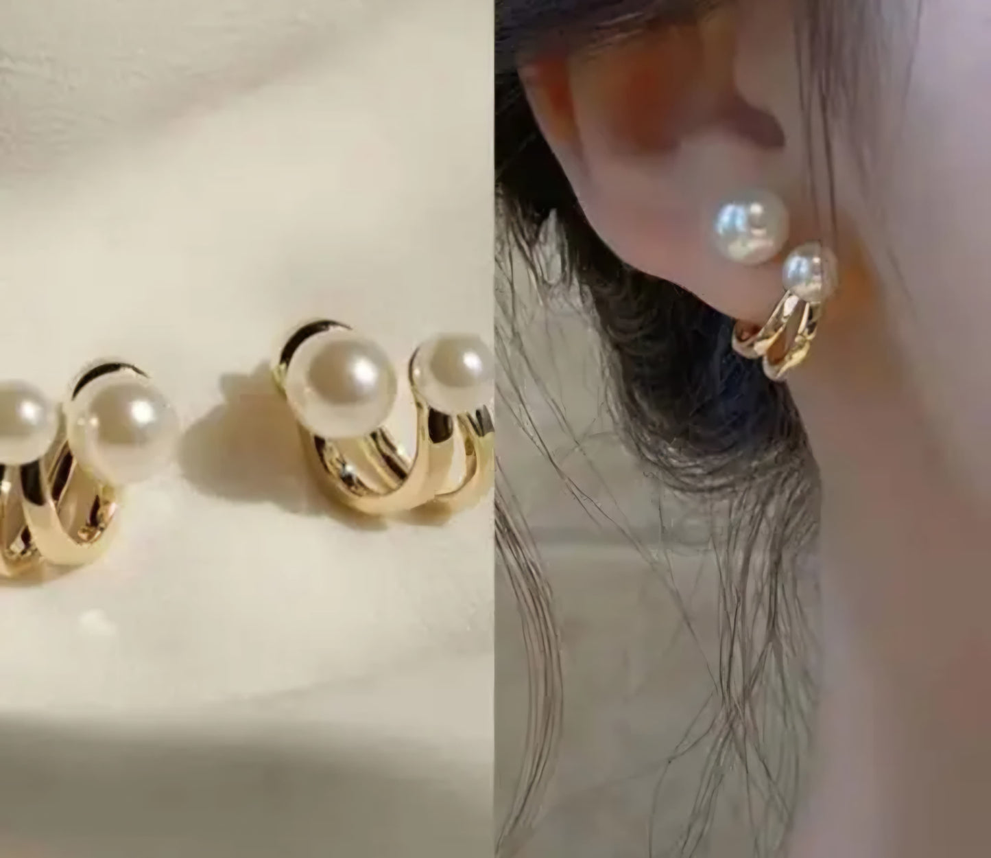 Golden Elegant Pearl Climber Earrings For Women & Girls