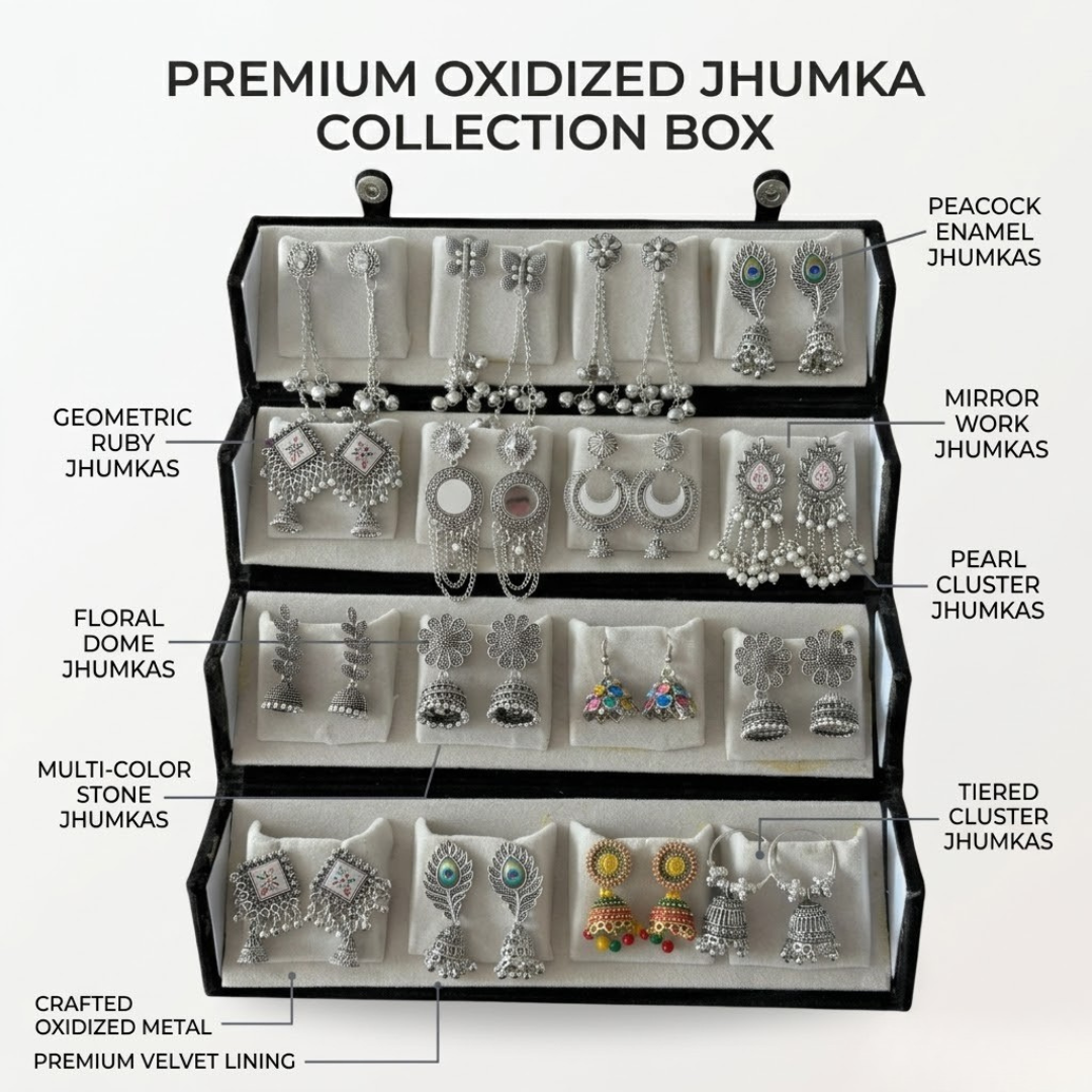Jhumki Earrings Set for Women (Pack of 16 Pairs) Ethnic Traditional Jhumka with folder box| Assorted Designs for Wedding, Festive & Daily Wear