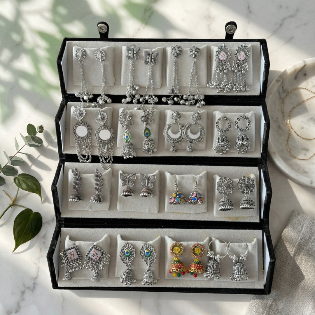 Jhumki Earrings Set for Women (Pack of 16 Pairs) Ethnic Traditional Jhumka with folder box| Assorted Designs for Wedding, Festive & Daily Wear