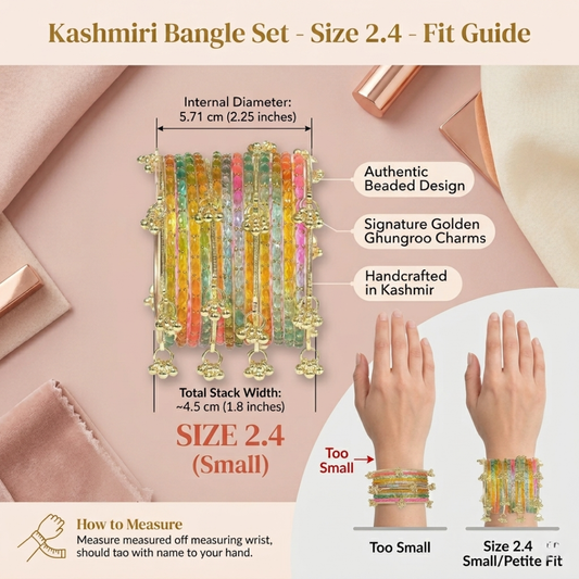 Kashmiri Design Bangle Set for Women (Set of 32 for Both Hands | 16 for One Hand) Traditional Ethnic Bridal Bangles | Available in Sizes 2.4, 2.6, 2.8