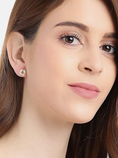 Gold & Pearl Trendy Stud Earrings Set For Women & Girls (12 Pairs)