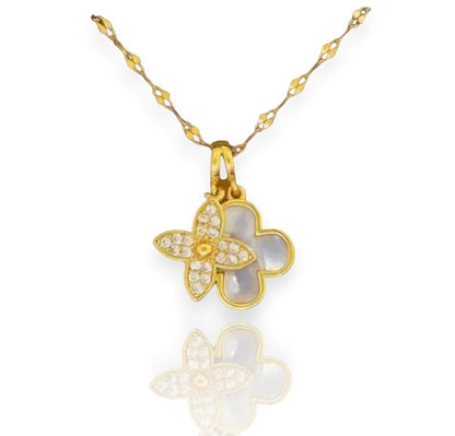 Gold Plated Korean Style Flower Pendant Necklace For Women & Girls
