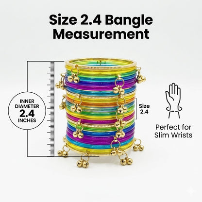 Multicolor Jelly Bangles Set for Women & Girls – 8 Plain Bangles with 4 Kashmiri Ghungroo Bangles