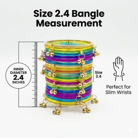 Multicolor Jelly Bangles Set for Women & Girls – 8 Plain Bangles with 4 Kashmiri Ghungroo Bangles
