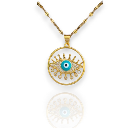 Golden Evil Eye Pendant Necklace