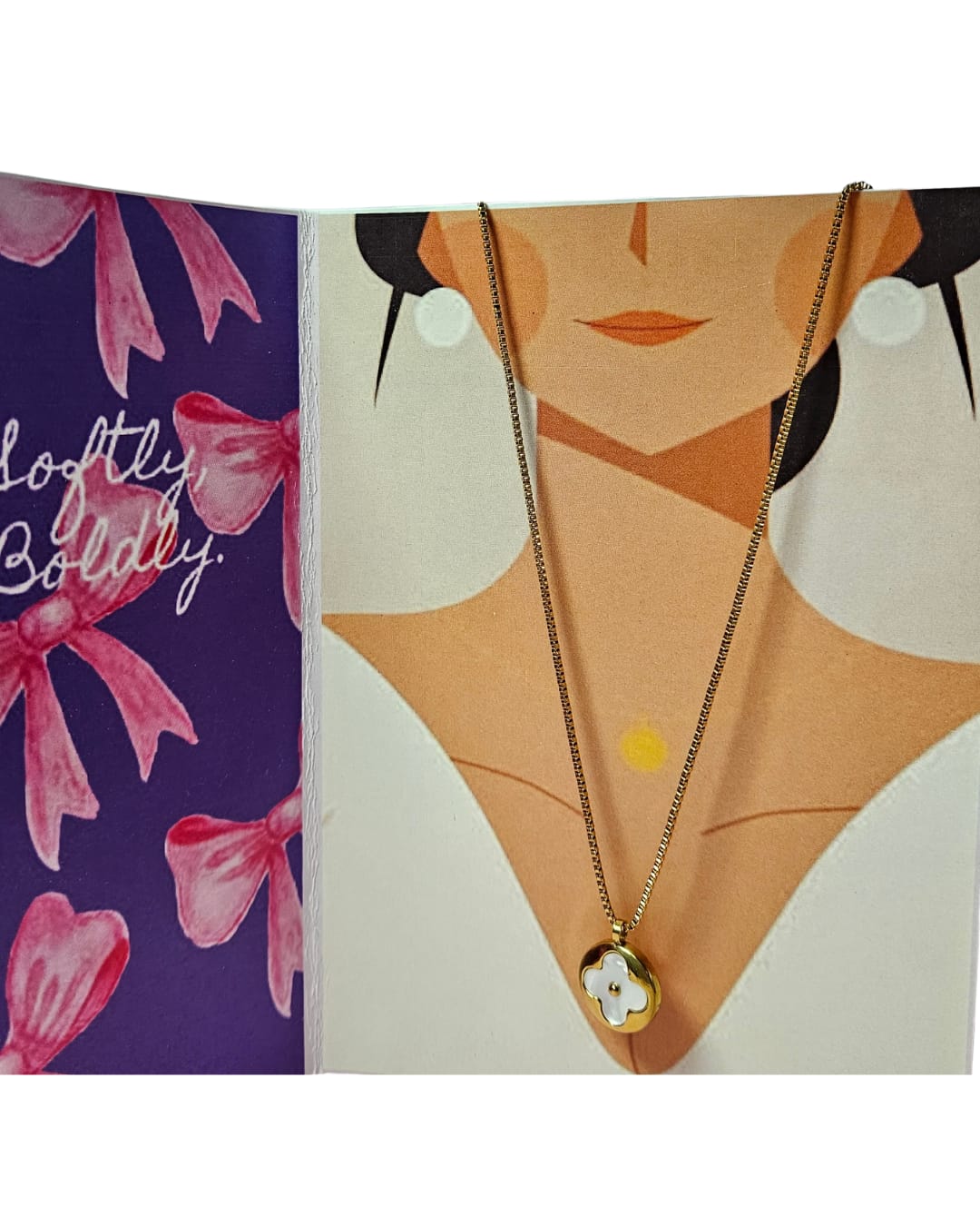 White Clover Pendant Necklace For Women With Stylish Gift Card