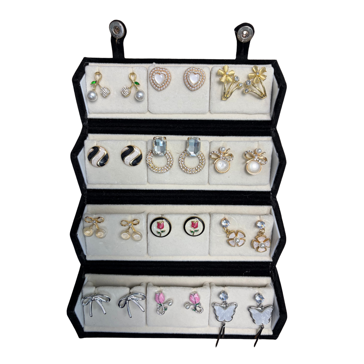 Velvet Earring Organizer Box with Multiple Slots | Elegant Jewelry Storage Case