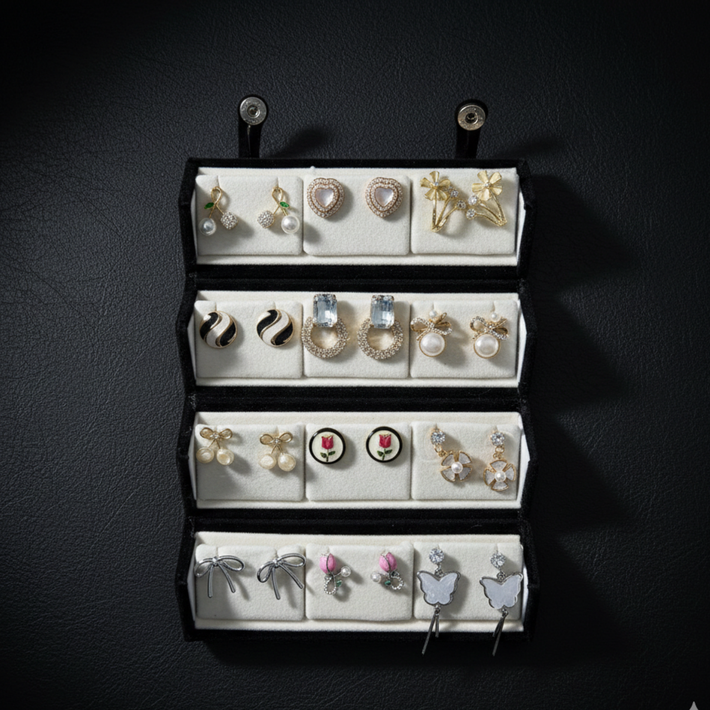 Velvet Earring Organizer Box with Multiple Slots | Elegant Jewelry Storage Case