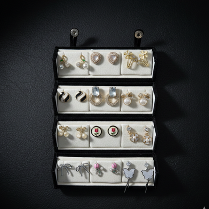 Velvet Earring Organizer Box with Multiple Slots | Elegant Jewelry Storage Case