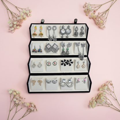 Multi-Layer Velvet Earring Organizer Box | Stylish Jewellery Storage Case