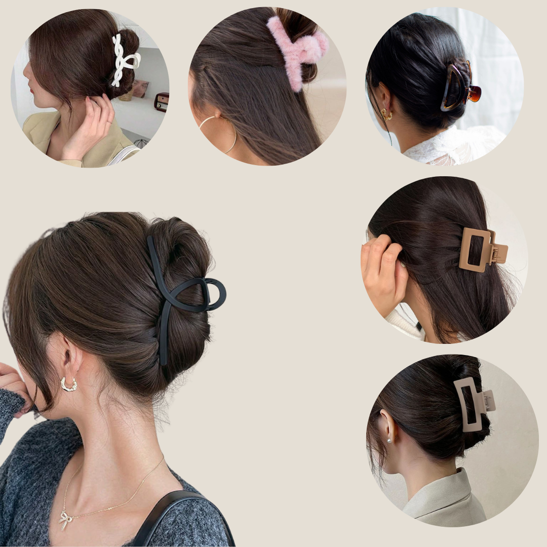 Trendy Hair Claw Clip Hamper – 6 Stylish & Durable Hair Accessories for Women & Girls