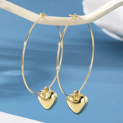 Gold Heart Hoop Earrings For Women