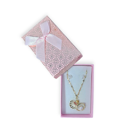 Golden Korean Gold Plated Pearl Shell Necklace & Earrings With Gift Box For Women & Girls