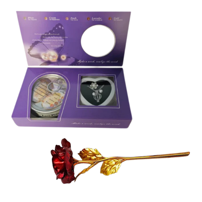 Romantic Love Pearl Gift Box + Elegant Metal Rose – Perfect for Couples