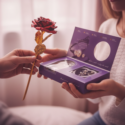 Romantic Love Pearl Gift Box + Elegant Metal Rose – Perfect for Couples