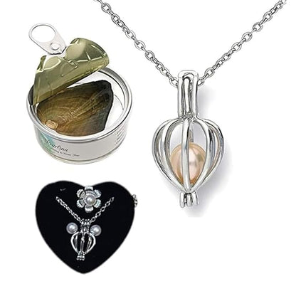 Silver 6 In 1  Love Pearl Jewelry Gift Set, Nail Extensions, Hair Bow, Earrings, Bracelet & Pink Gift Box For Women & Girls