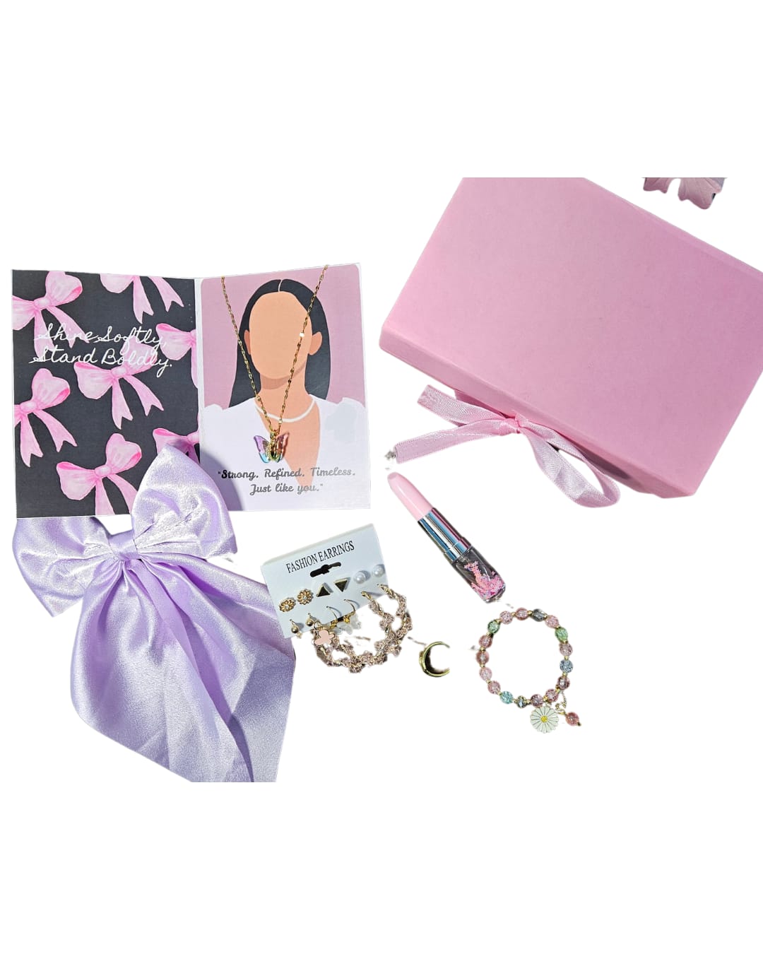 Multicolor Girls Jewelry Necklace, Earrings, Ring, Bracelet Gift Box