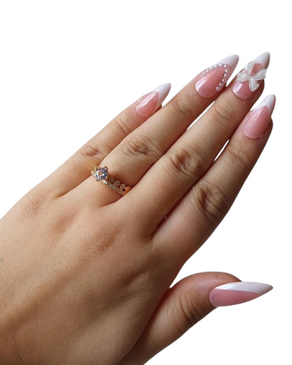 Gold Sleek And Modern Design With Subtle Sparkle Minimalist Stud Ring