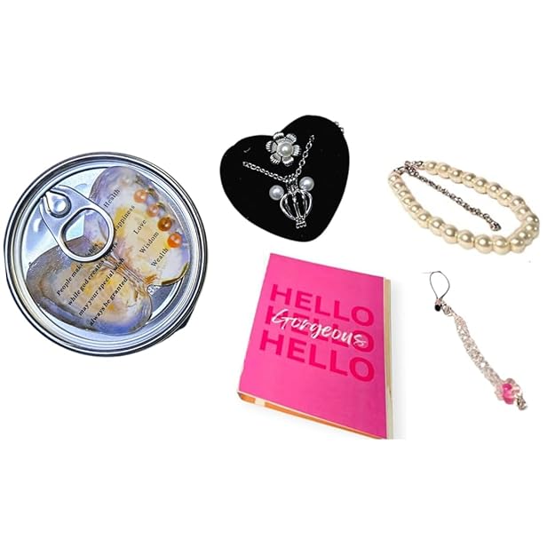White Pearl In Oyster With Pendant, Bracelet, Mobile Charm, Greeting Card & Pink Gift Box For Women & Girls