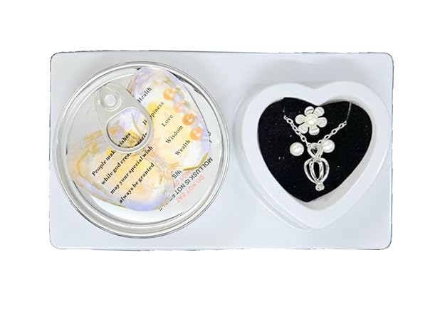 White Pearl In Oyster With Pendant, Bracelet, Mobile Charm, Greeting Card & Pink Gift Box For Women & Girls