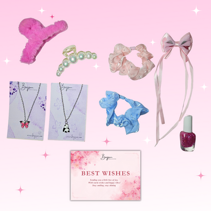 Girls Fashion Gift Set – Hair Clips, Scrunchies, Necklaces, Hair Bow & Glitter Nail Polish with Gift Card